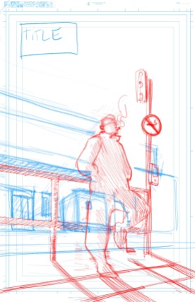 Title Page Sketch Leaning on Fence